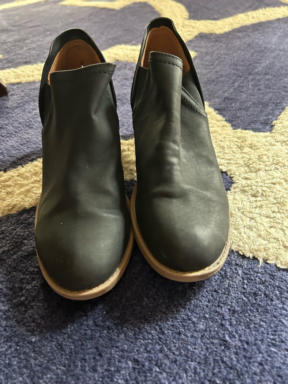 J Adams Black Slip-On Mule with Tan Trim